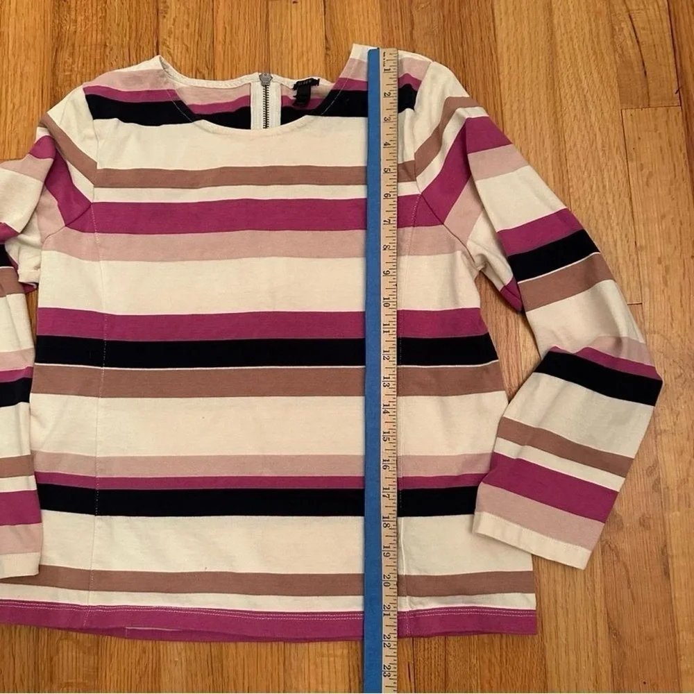 J Crew Color Block Long Sleeve Shirt  Zipper Back Womens Size L (c5)